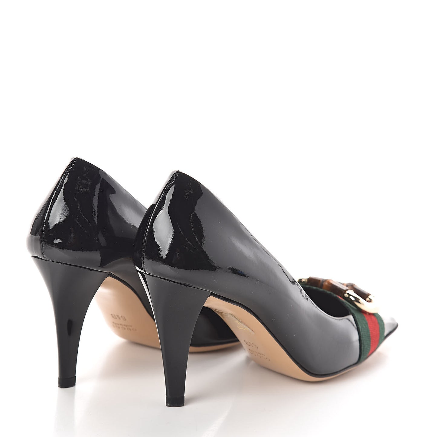 Patent Web Mid Heel Loafer Pumps 6.5 Black