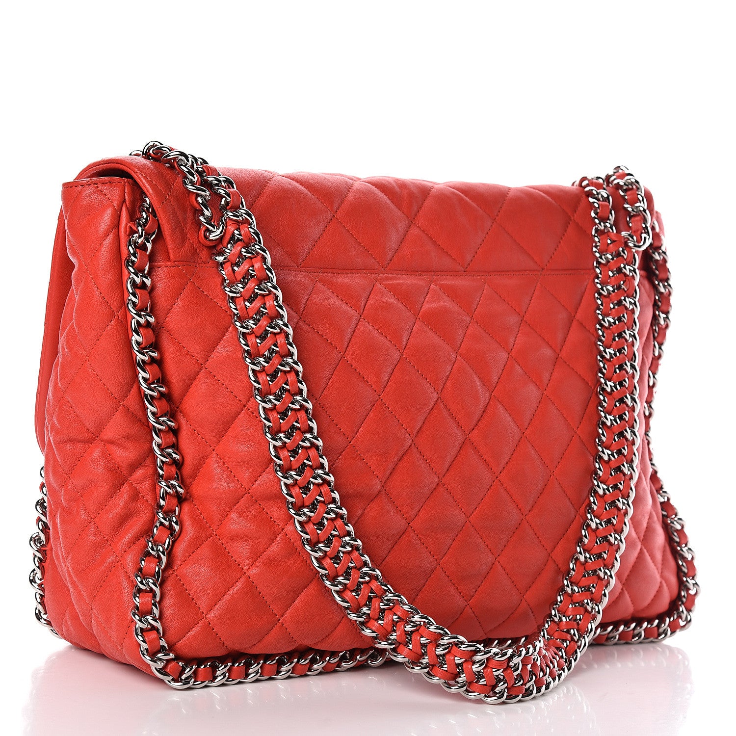 Chanel Washed Lambskin Quilted Maxi Chain Around Flap Red 3 of 11