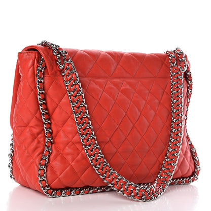 Chanel Washed Lambskin Quilted Maxi Chain Around Flap Red 3 of 11