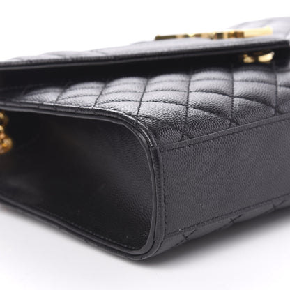 Saint Laurent Grain De Poudre Textured Mixed Matelasse Triquilt Medium Monogram Satchel Black 6 of 9