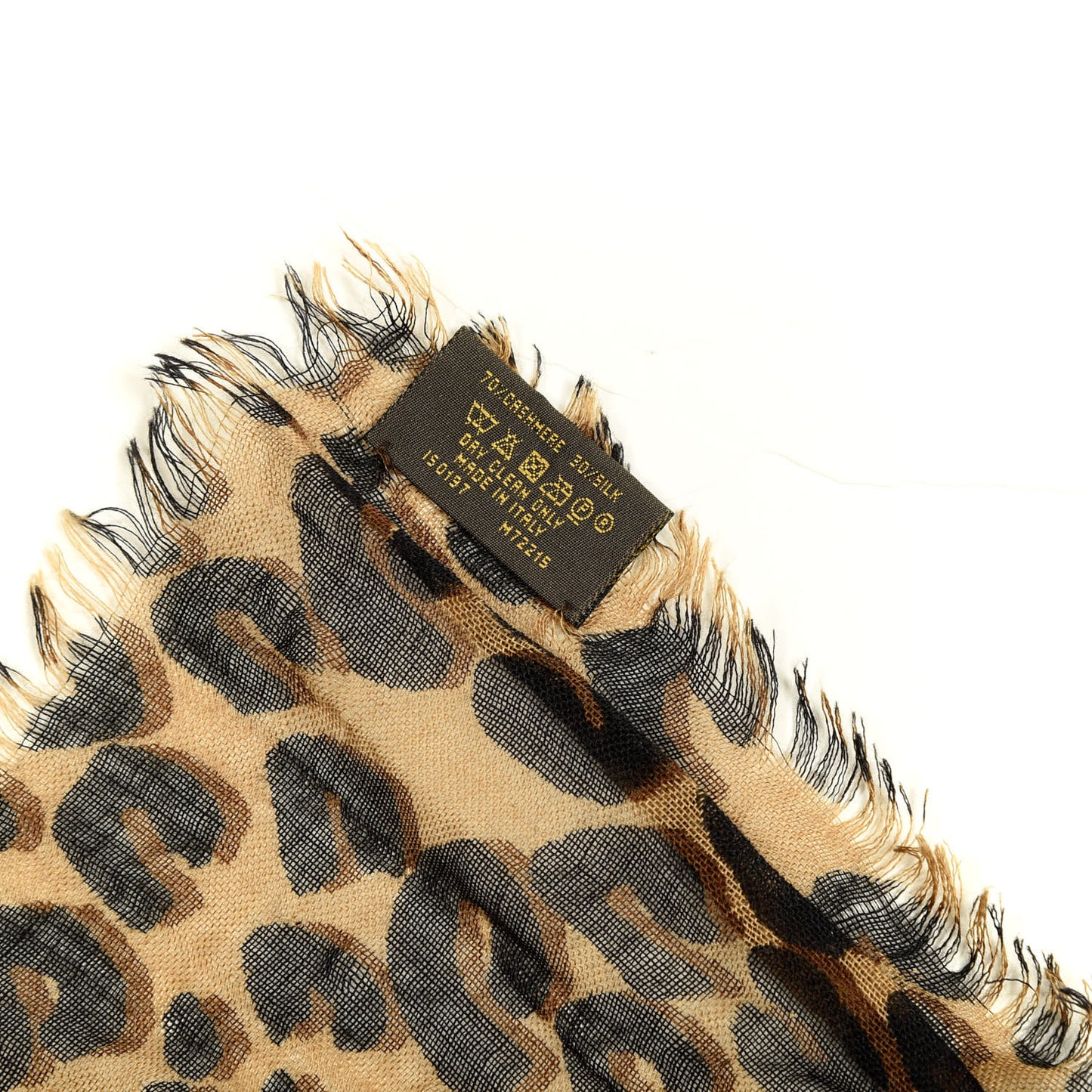 Cashmere Silk Leopard Etole Stole Marron