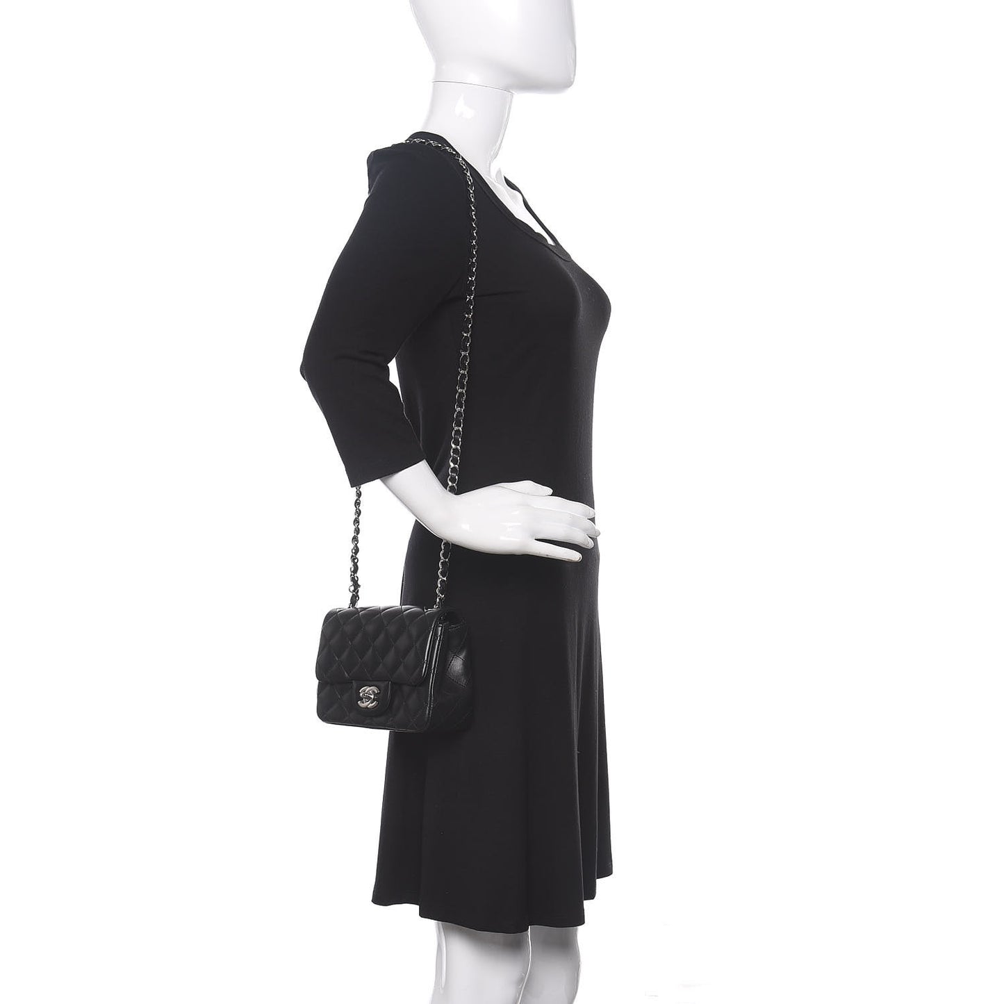 Lambskin Quilted Mini Square Flap Black
