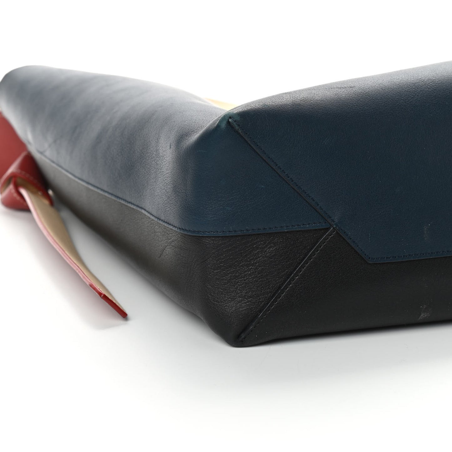 Shiny Smooth Calfskin Small Twisted Cabas Navy Black