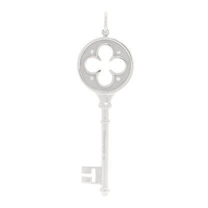 Tiffany 18K White Gold Diamond Quatrefoil Key Pendant 3 of 5