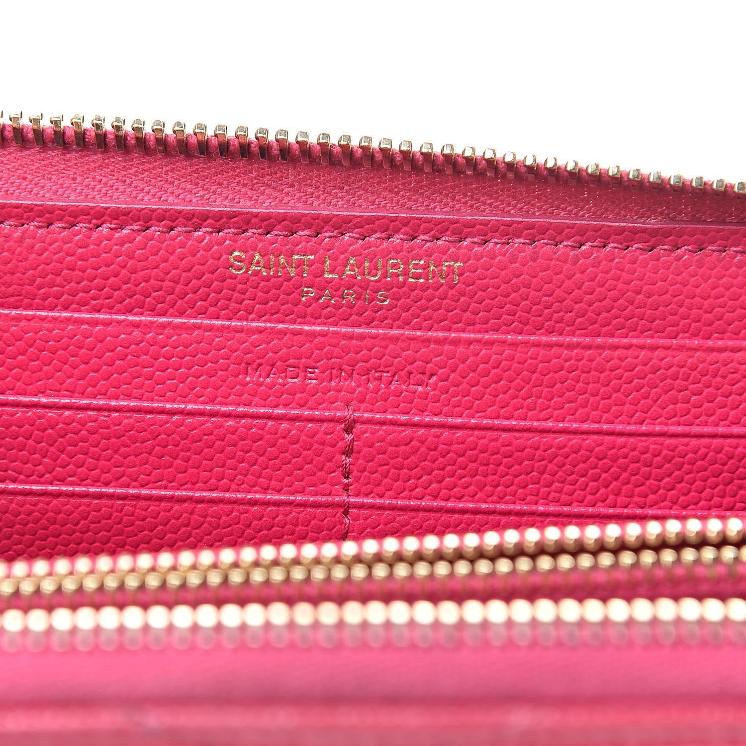 Saint Laurent Grain De Poudre Matelasse Chevron Monogram Zip Around Wallet Bubblegum 6 of 14