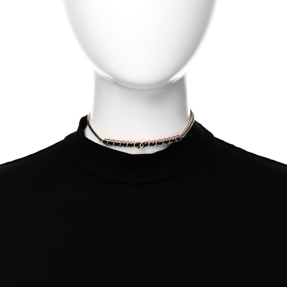 Chanel Metal Lambskin CC Choker Necklace Black Pink Gold 2 of 6