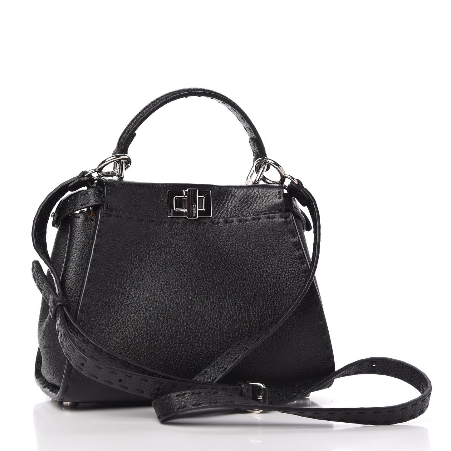 Cuoio Romano Selleria Bi-Color Mini Peekaboo Iconic Satchel Black Mou