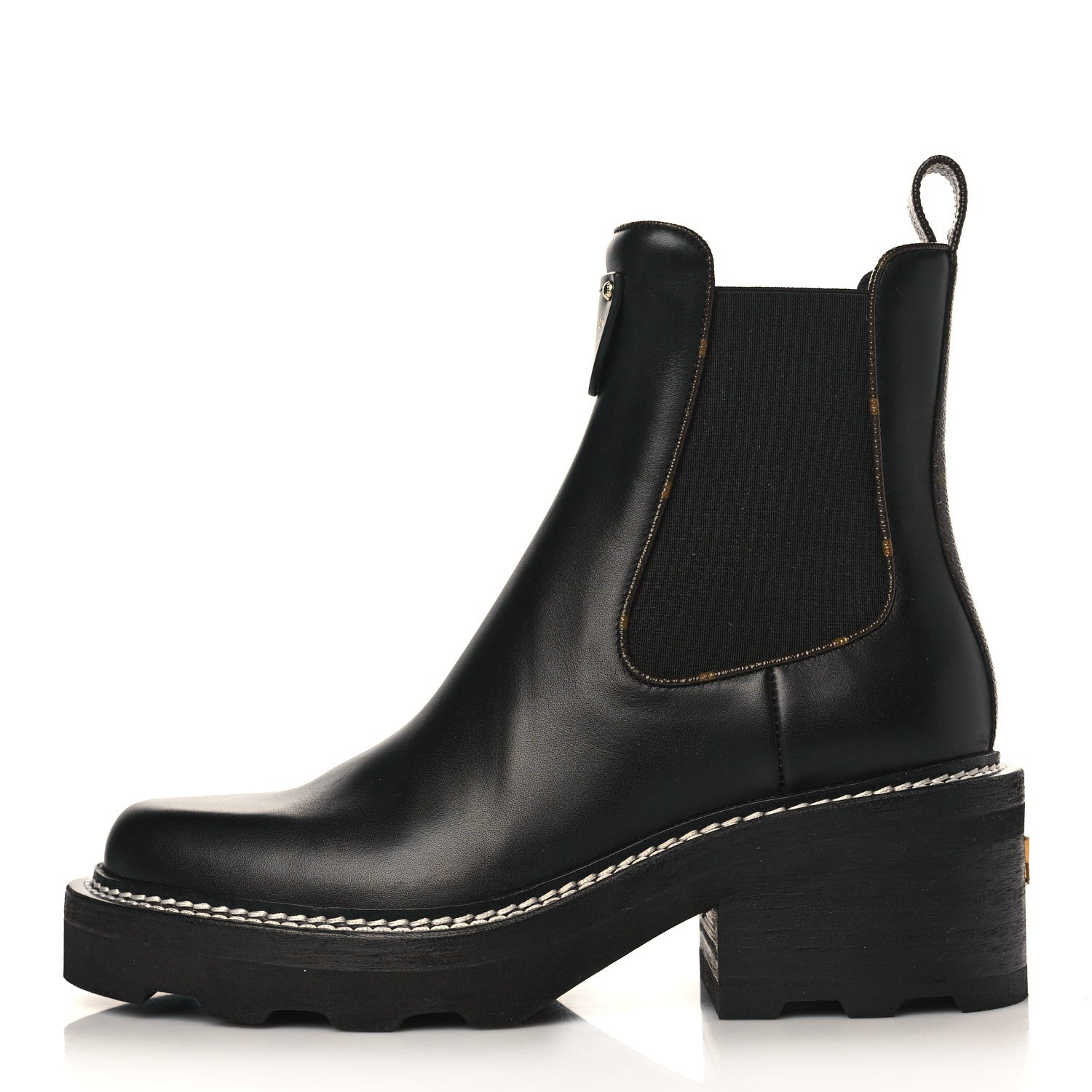 Louis Vuitton Calfskin Monogram Beaubourg Ankle Boots 37.5 Black 1 of 9
