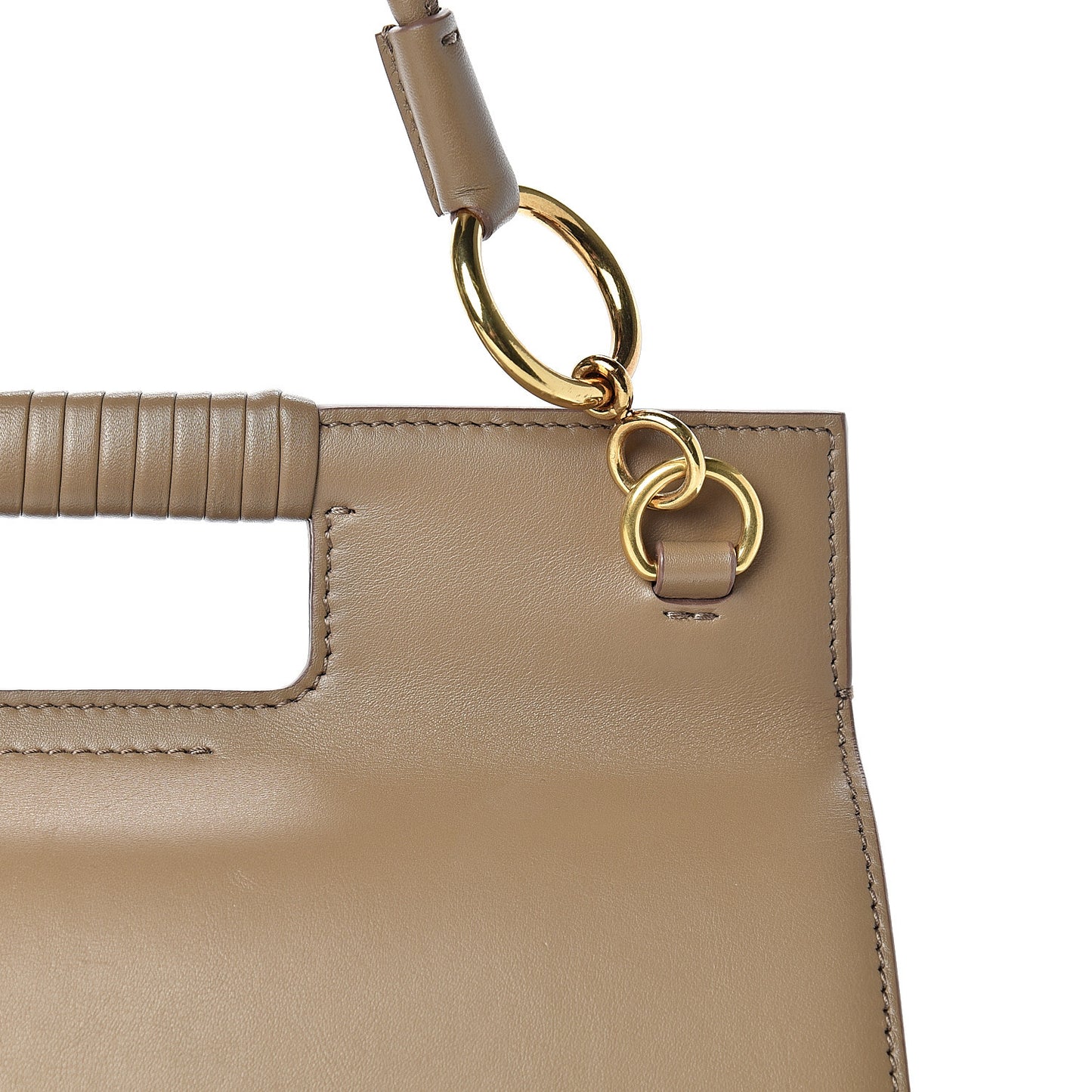 Calfskin Large Whip Top Handle Shoulder Bag Taupe