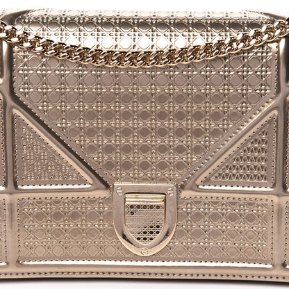 Christian Dior Metallic Patent Micro-Cannage Diorama Wallet on Chain Pouch Gold 10 of 10