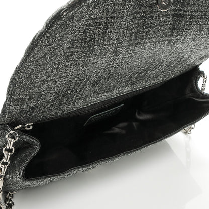 Chanel Glitter Fabric Quilted Flap Clutch With Butterfly Chain Black 5 of 7