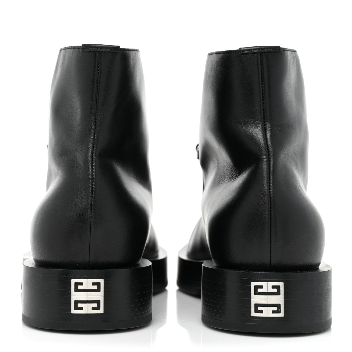 Box Calfskin Squared Laced Up Ankle Boots 40 Black