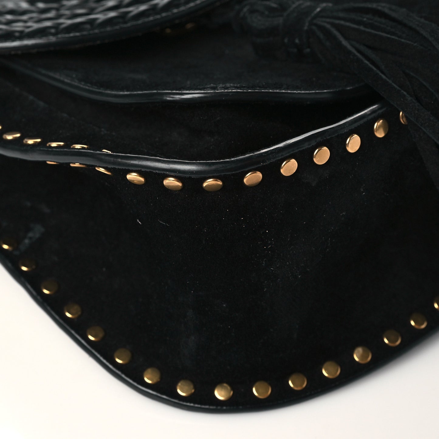Suede Calfskin Braided Mini Hudson Shoulder Bag Black