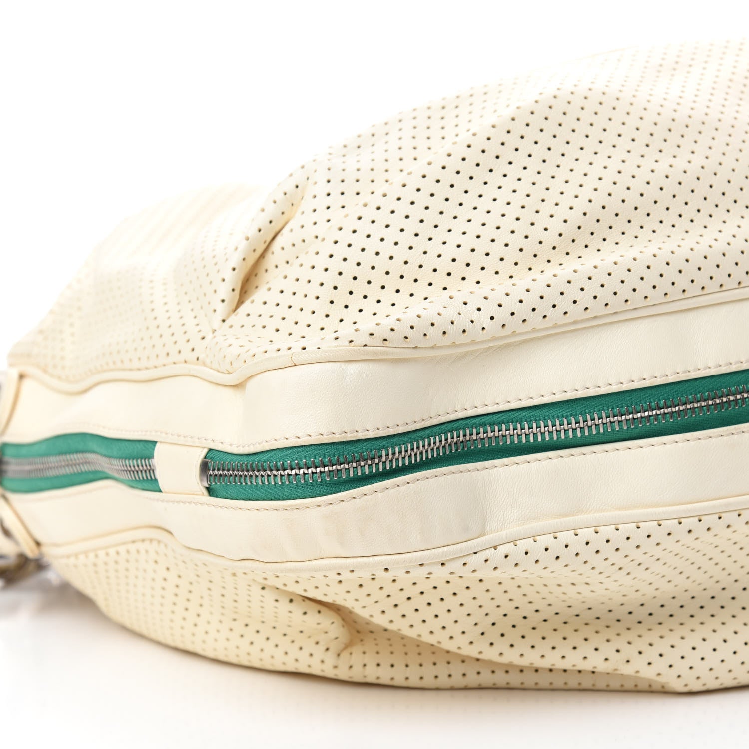 Chanel Lambskin Perforated Baseball Spirit Ligne Bag White Green 6 of 10