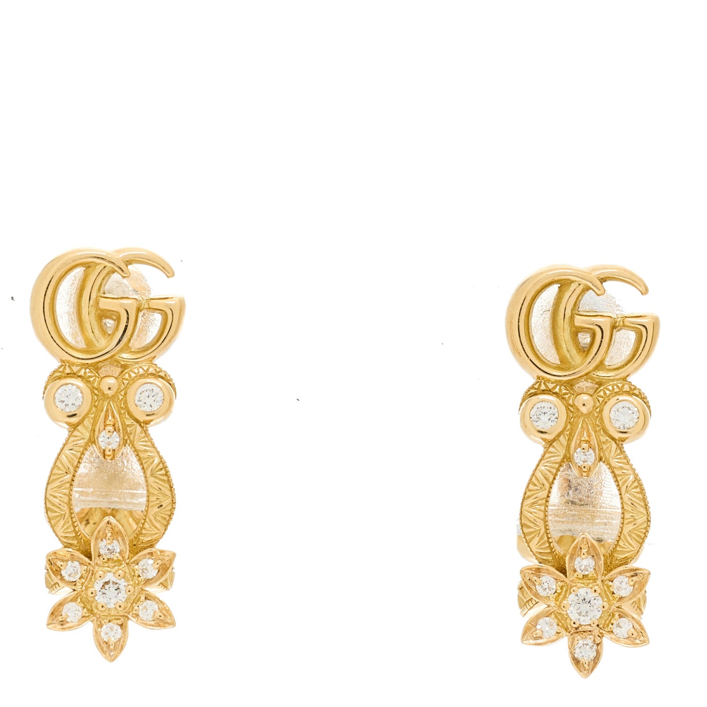 18K Yellow Gold Diamond Flora Pave Earrings
