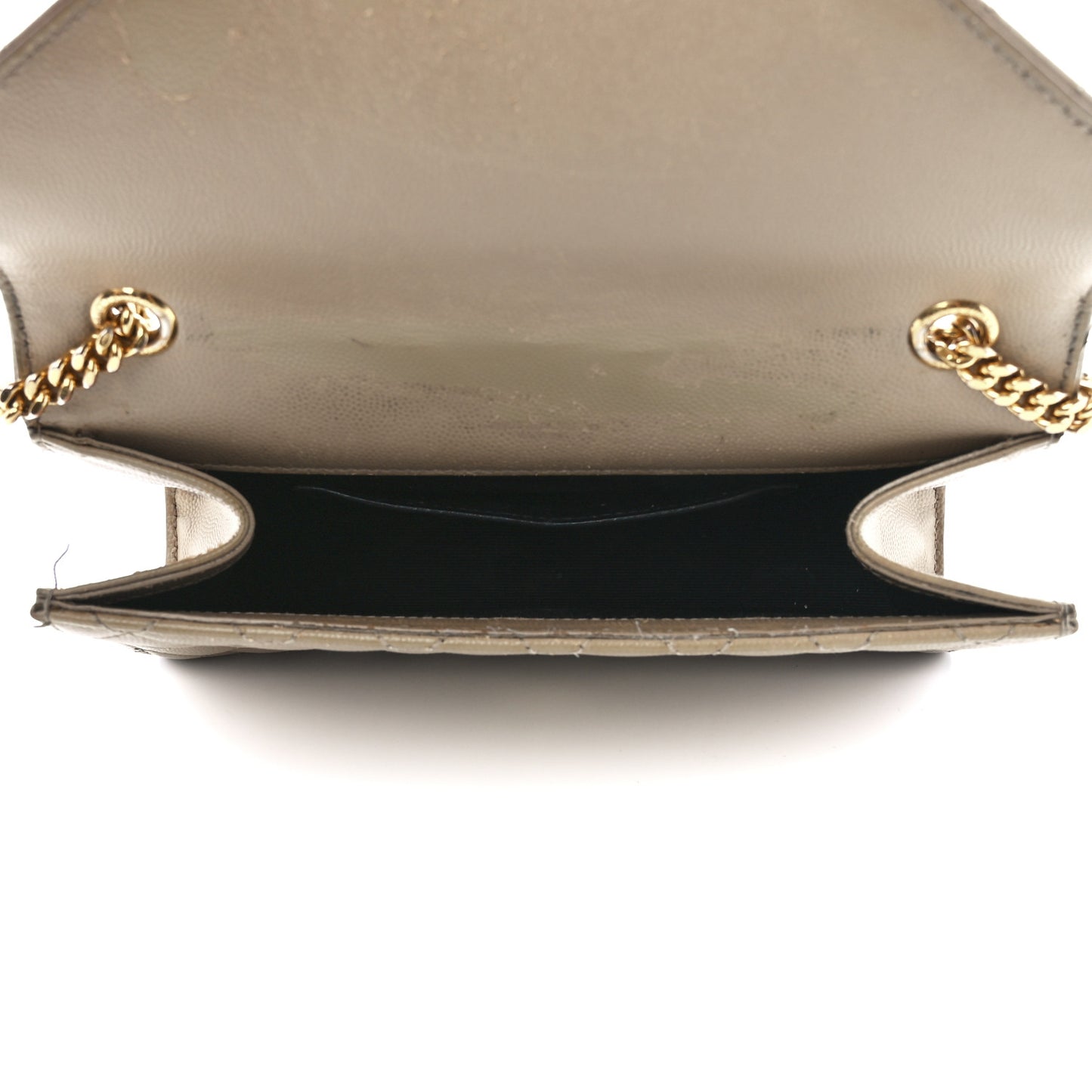 Grain De Poudre Textured Mixed Matelasse Triquilt Small Monogram Satchel Dark Beige