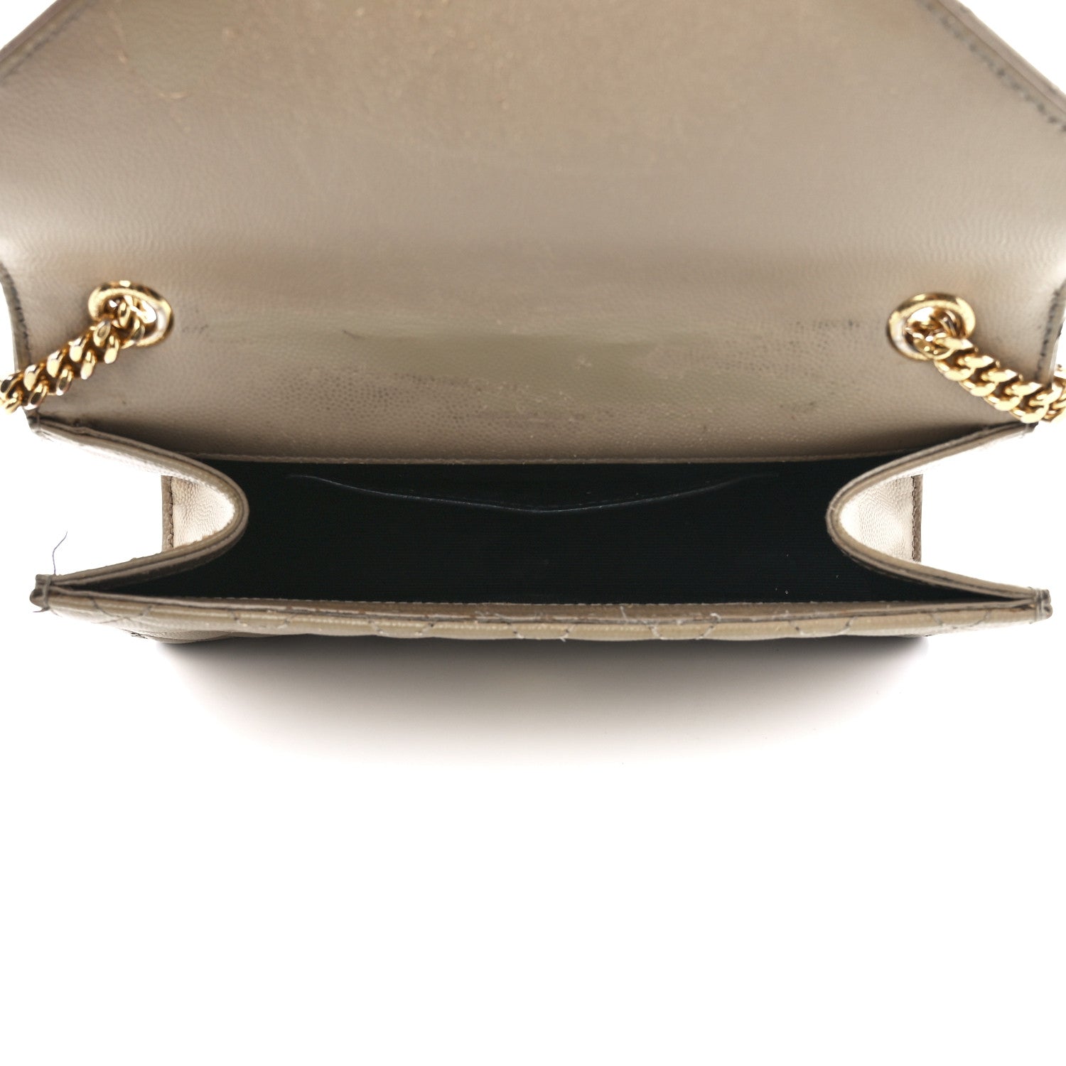 Saint Laurent Grain De Poudre Textured Mixed Matelasse Triquilt Small Monogram Satchel Dark Beige 5 of 11
