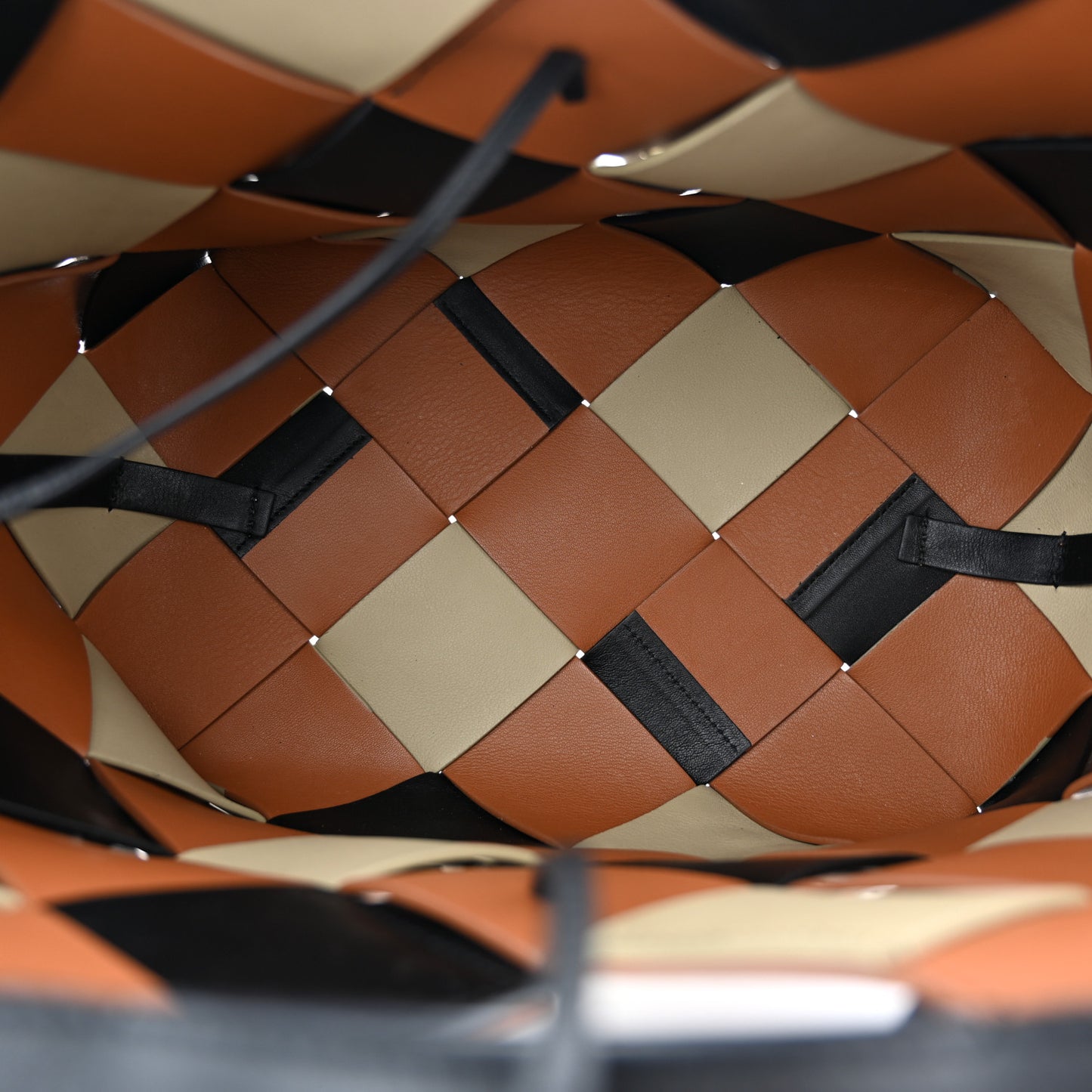 Calfskin Woven Studded Basket Surplus Bag Multicolor