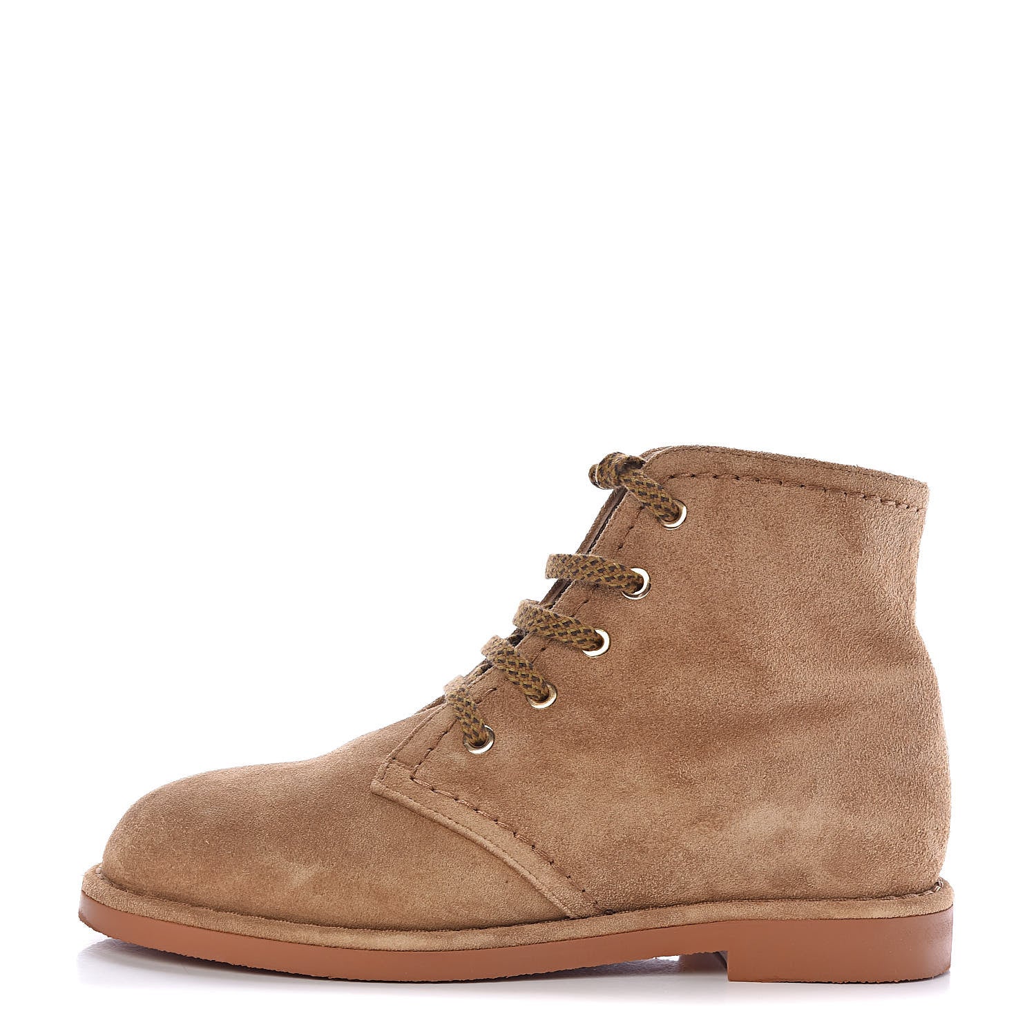 Chanel Suede Calfskin Womens Lace Up Short Boots 36 Dark Beige 1 of 10