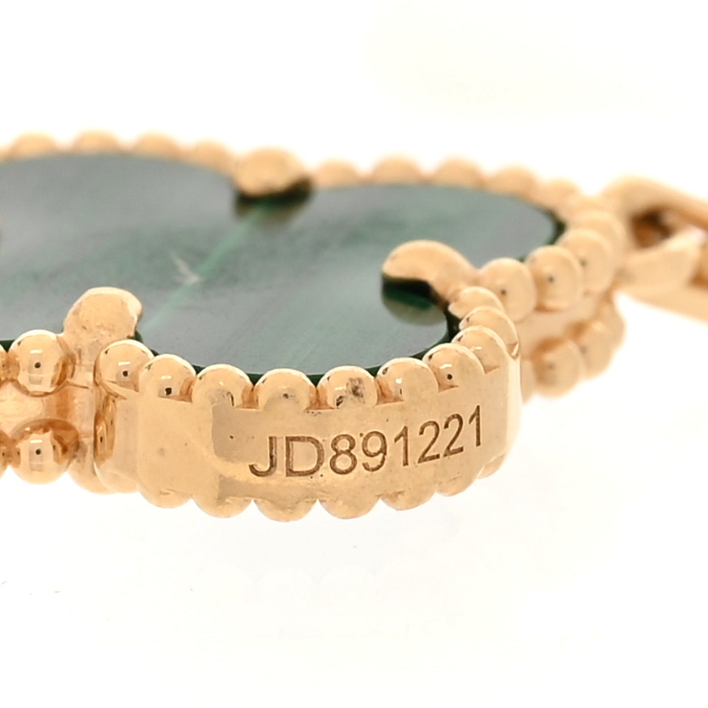 18K Yellow Gold Malachite 5 Motifs Vintage Alhambra Bracelet