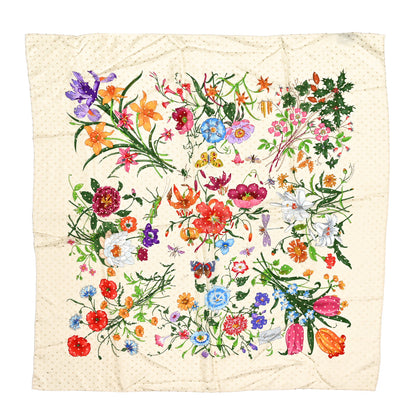 Gucci Silk Twill Flora Square Scarf White 1 of 10