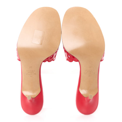 Valentino Garavani Calfskin Atelier 08 San Gallo VLogo Laser Cut 65mm Slide Sandals 37 Red 4 of 8