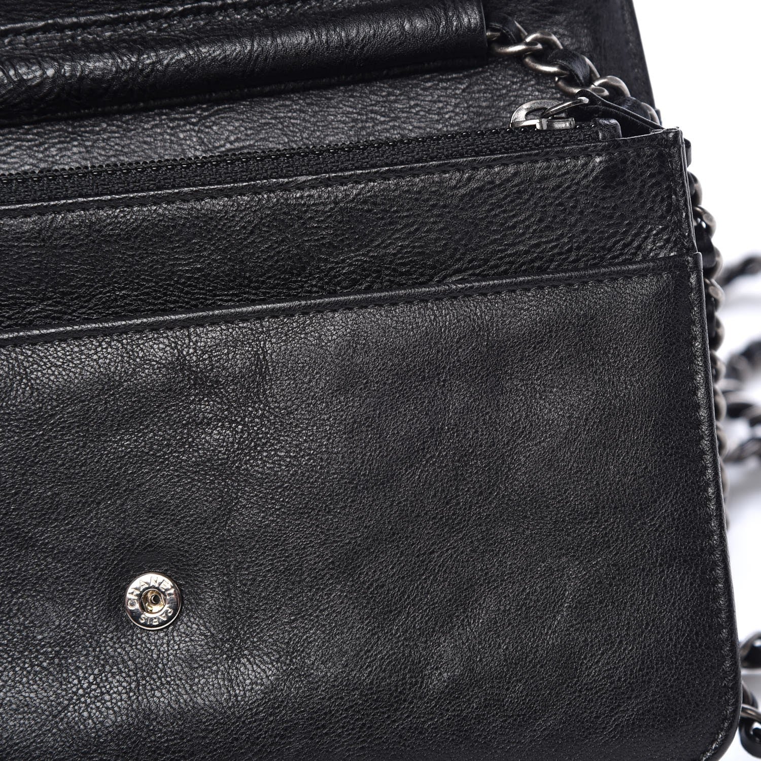 Chanel Calfskin Quilted Chain Around Boy Wallet On Chain WOC Black 11 of 11