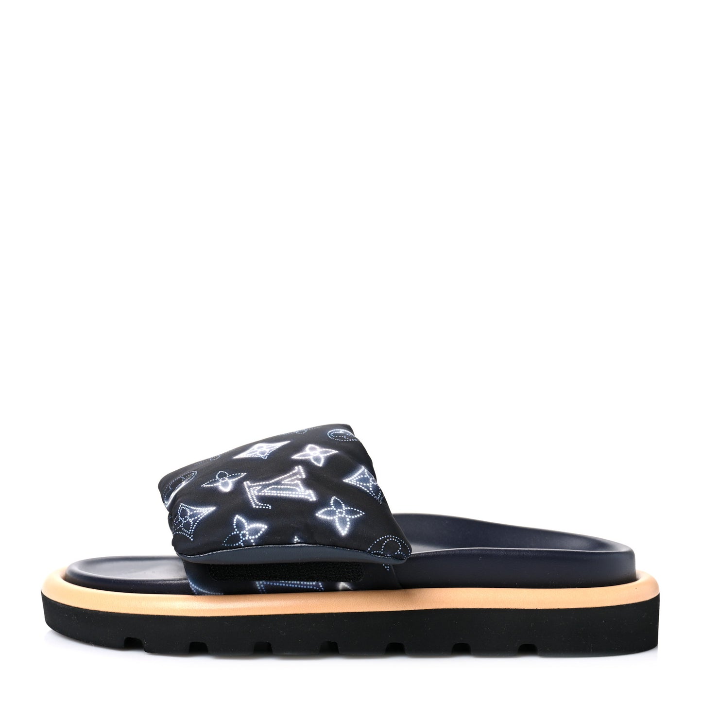 Nylon Monogram Womens Pool Pillow Comfort Mules 38 Navy Blue