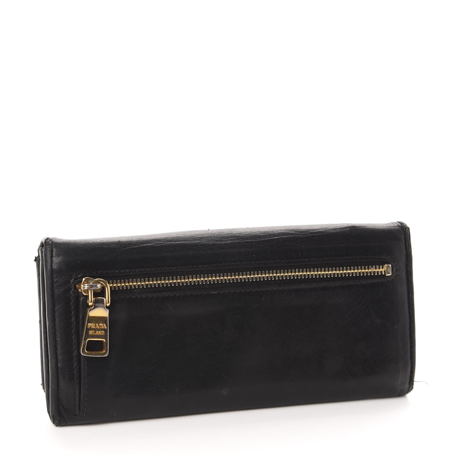 Prada Nappa Flame Continental Flap Wallet Black 3 of 13
