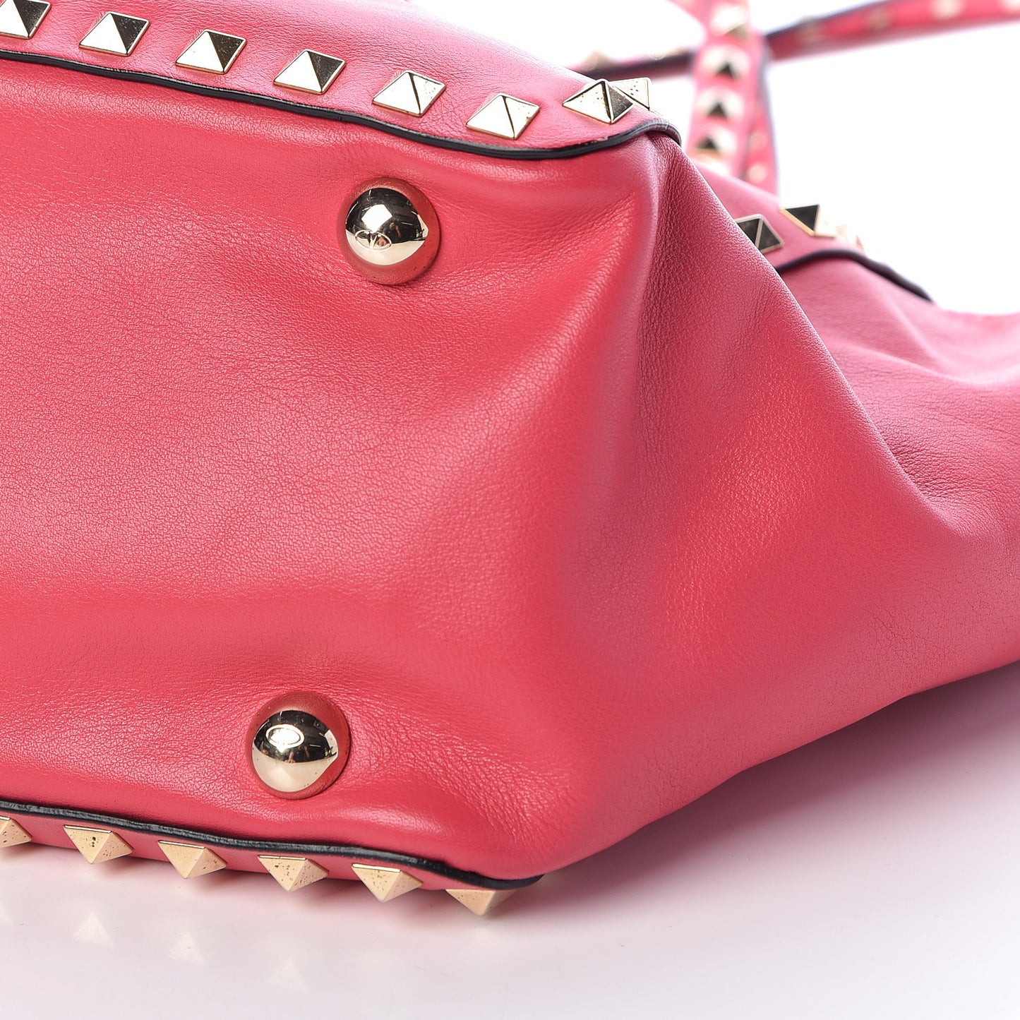 Vitello Small Rockstud Tote Deep Rose