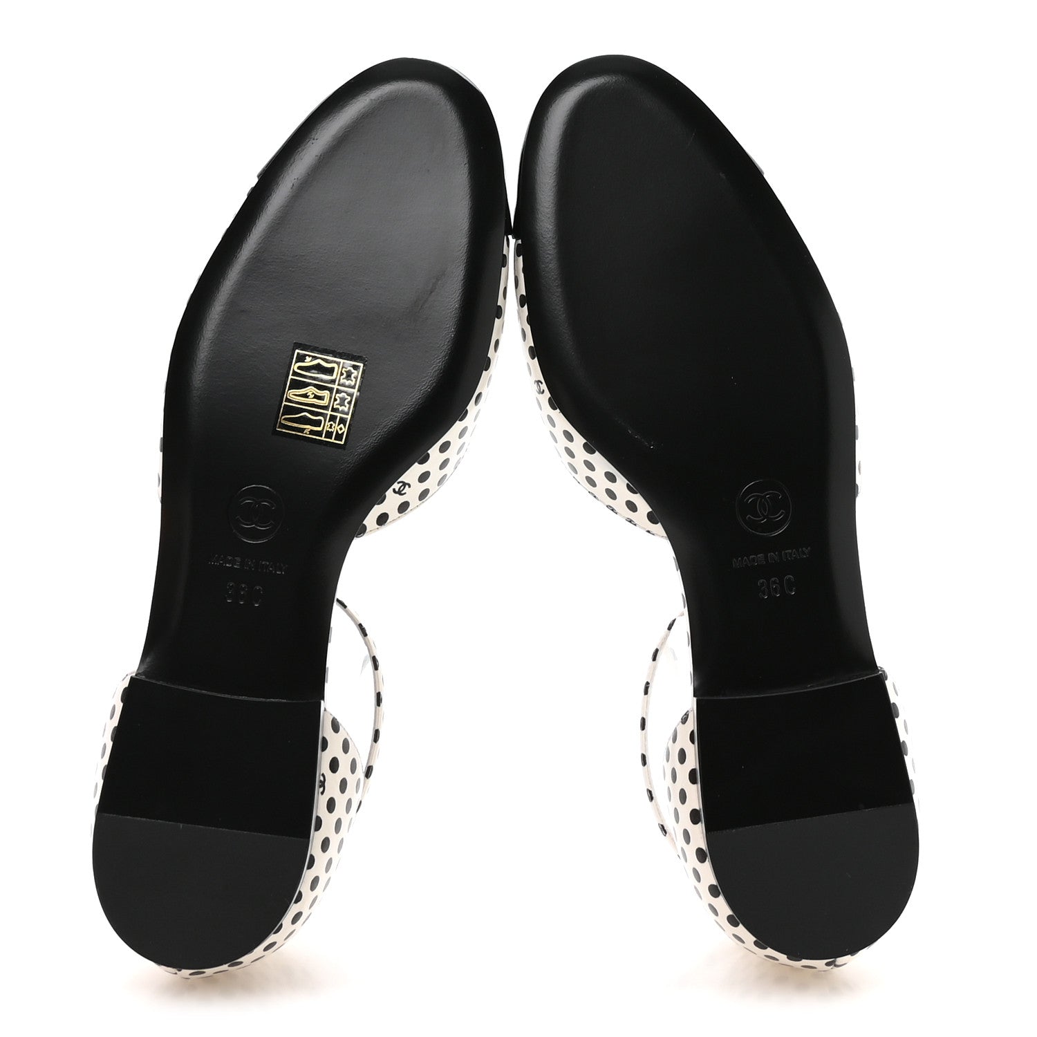 Chanel Calfskin Printed Patent Cap Toe Polka Dot Camellia Mary Jane Flats 36 White Black 6 of 8