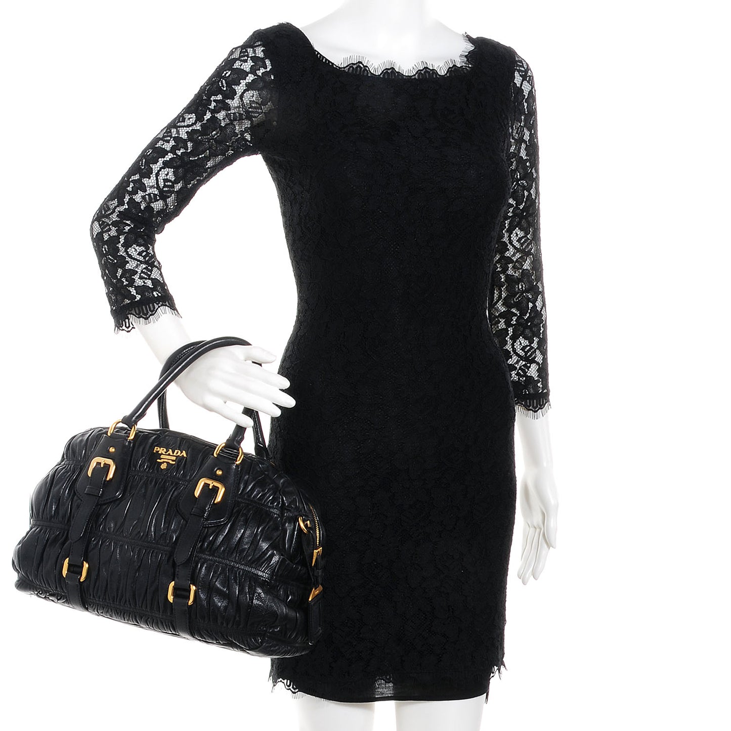 Nappa Gaufre Dome Satchel Black