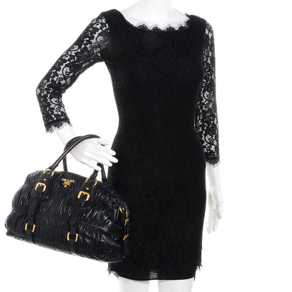 Prada Nappa Gaufre Dome Satchel Black 2 of 10