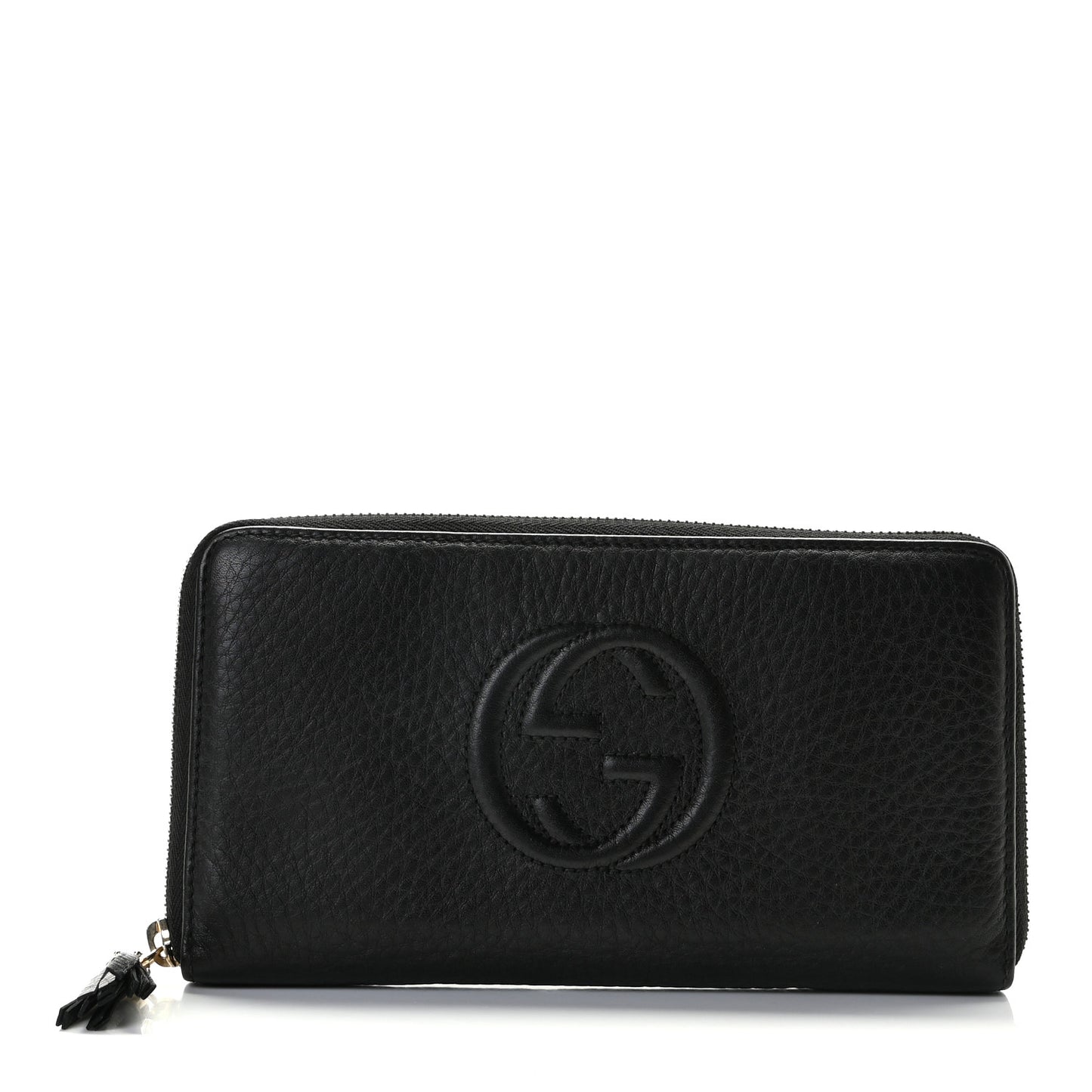 Pebbled Calfskin Soho Zip Around Wallet Black