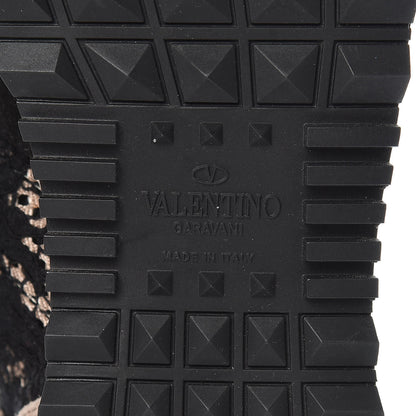 Valentino Garavani Macrame Lace Suede Womens Rockrunner Sneakers 37 Black 6 of 8