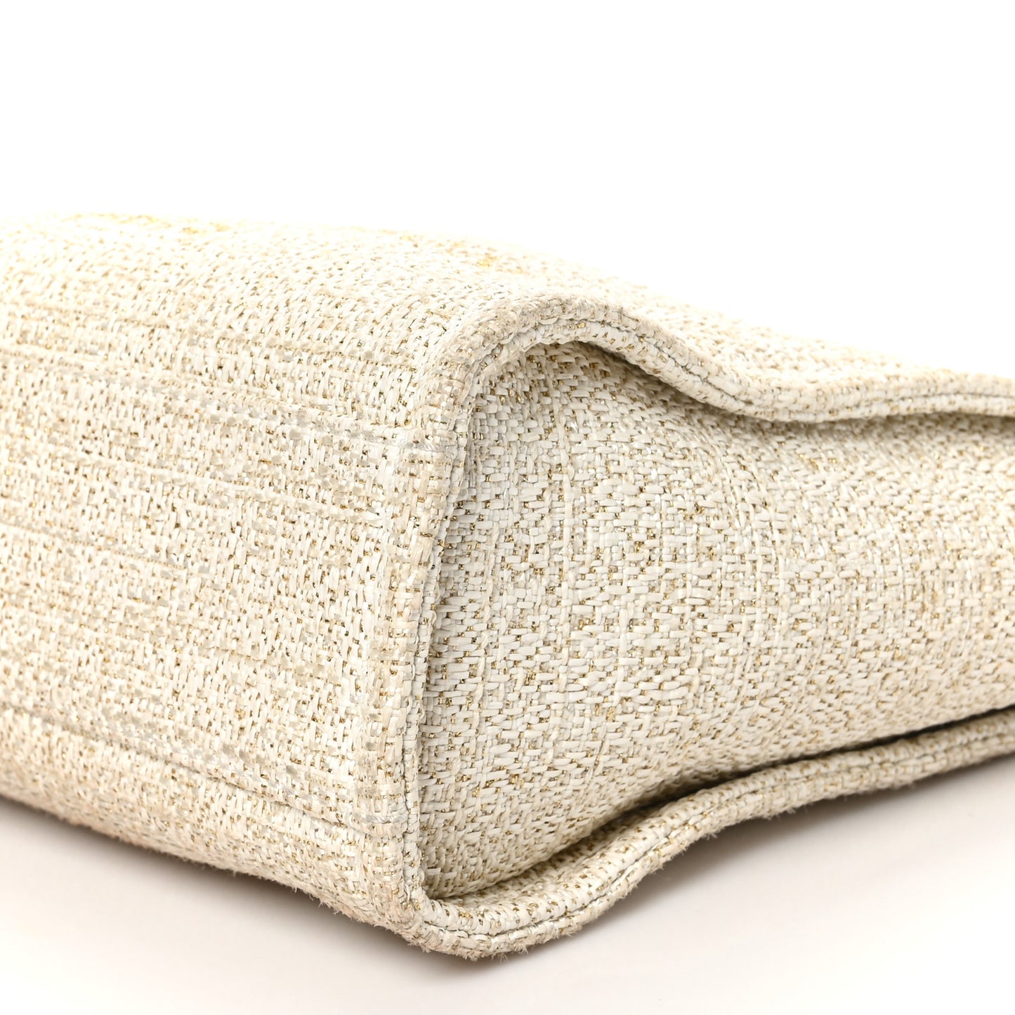 Lurex Boucle Mini Deauville Tote White