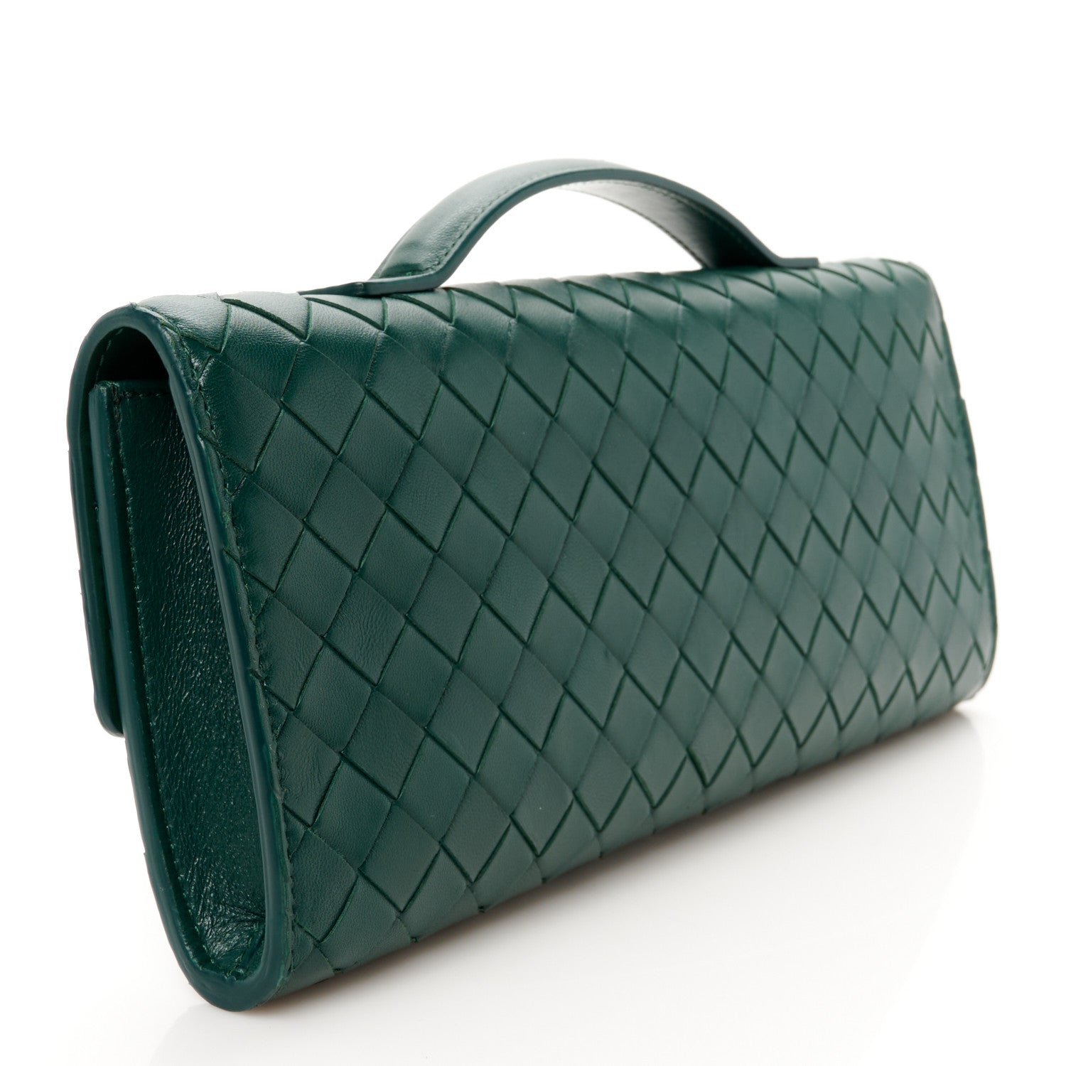 Bottega Veneta Nappa Intrecciato Long Andiamo Top Handle Clutch Emerald Green 3 of 8
