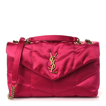 Saint Laurent Satin Quilted Toy Loulou Puffer Monogram Chain Satchel Guava Pink 1 of 9