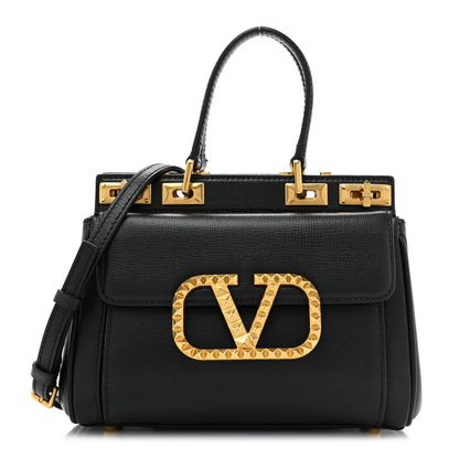 Valentino Garavani Grainy Calfskin Mini Rockstud Alcove Top-Handle Bag Black 1 of 13