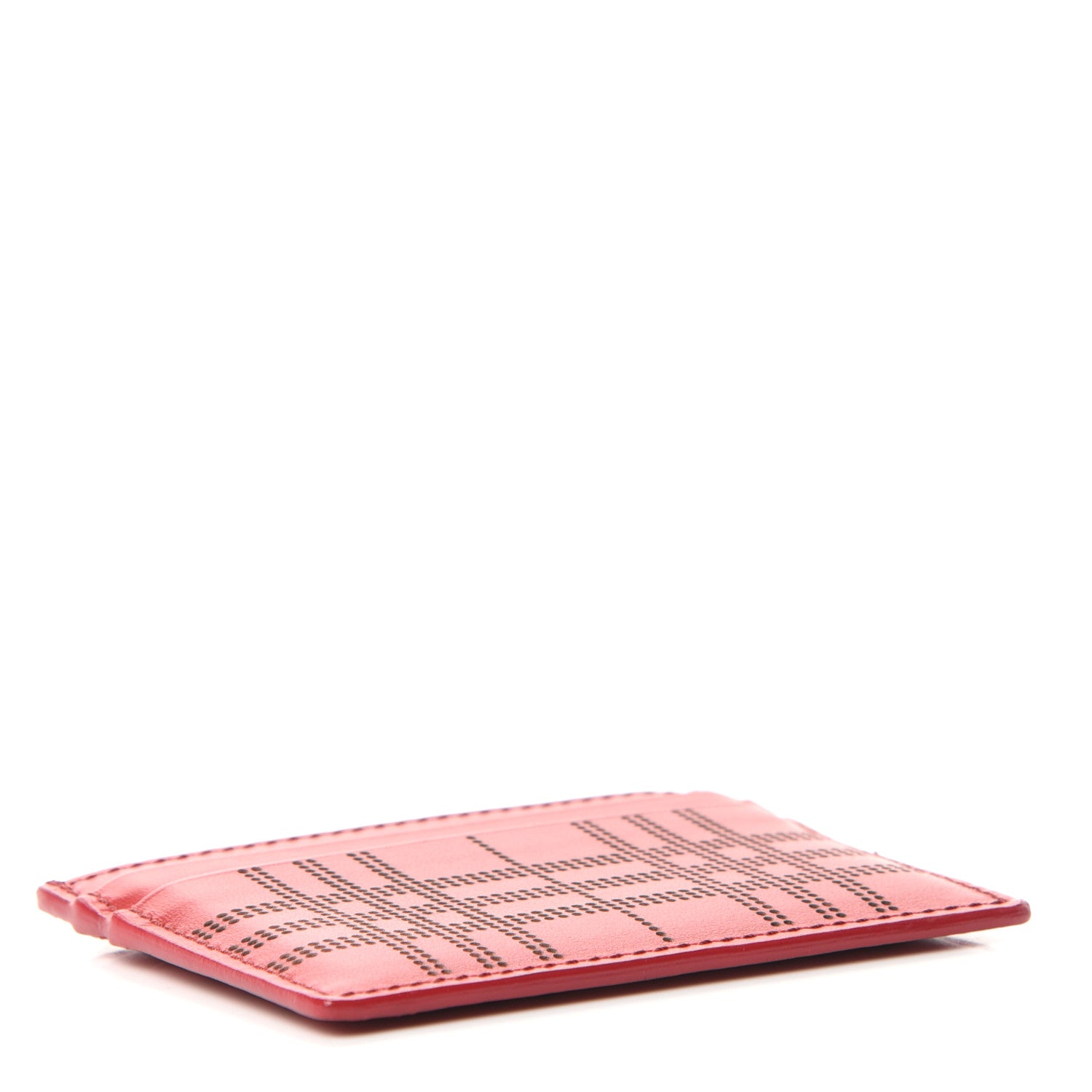 Burberry Calfskin Perforated Check Sandon Card Case Red 4 of 7