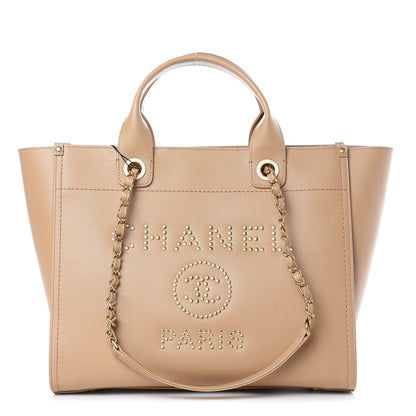 Chanel Caviar Small Studded Deauville Tote Beige 2 of 11