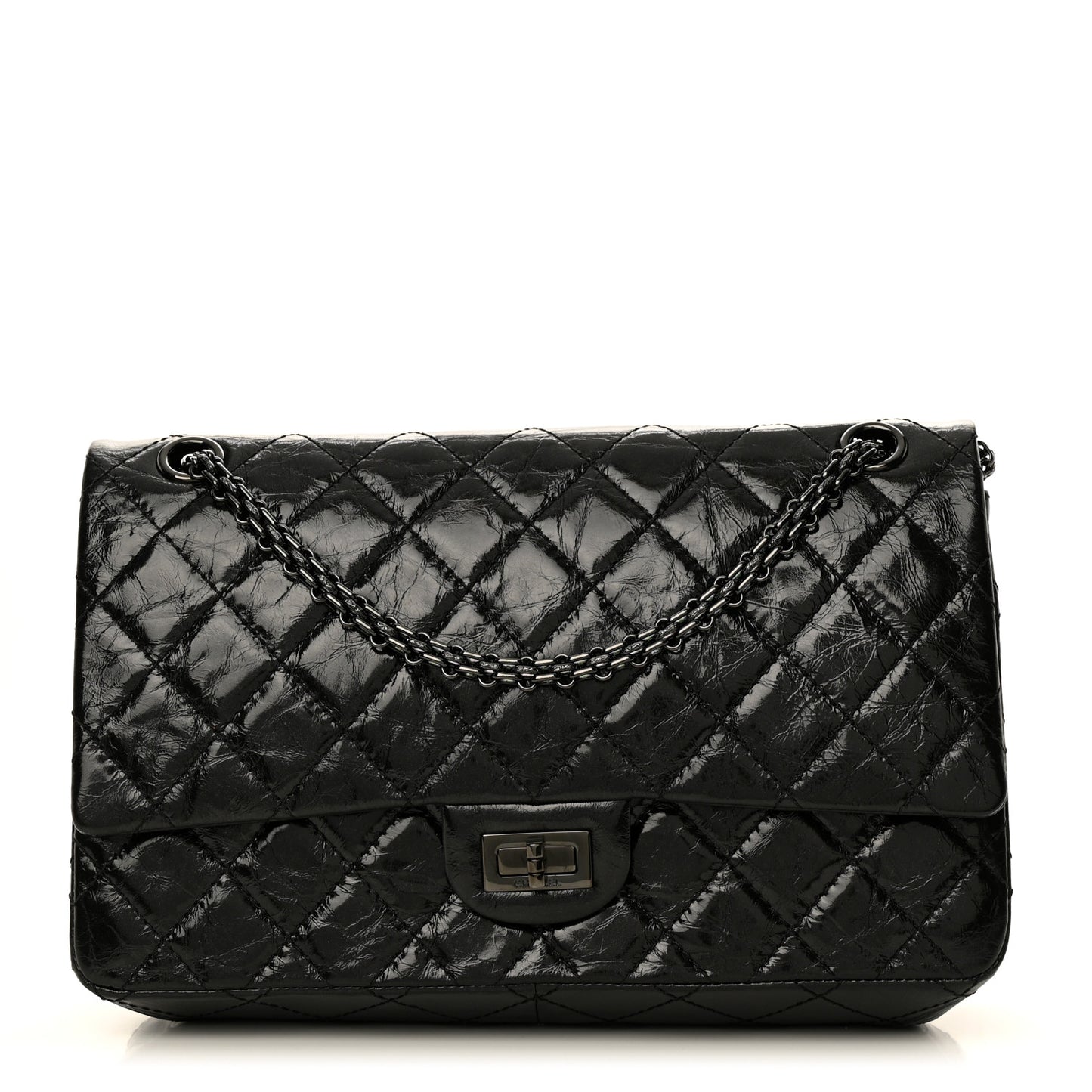 Glazed Calfskin Quilted 2.55 Reissue 226 Flap So Black