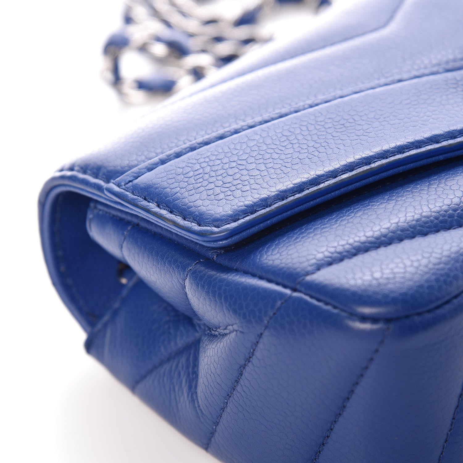 Chanel Caviar Chevron Quilted Small Single Flap Blue 13 of 13