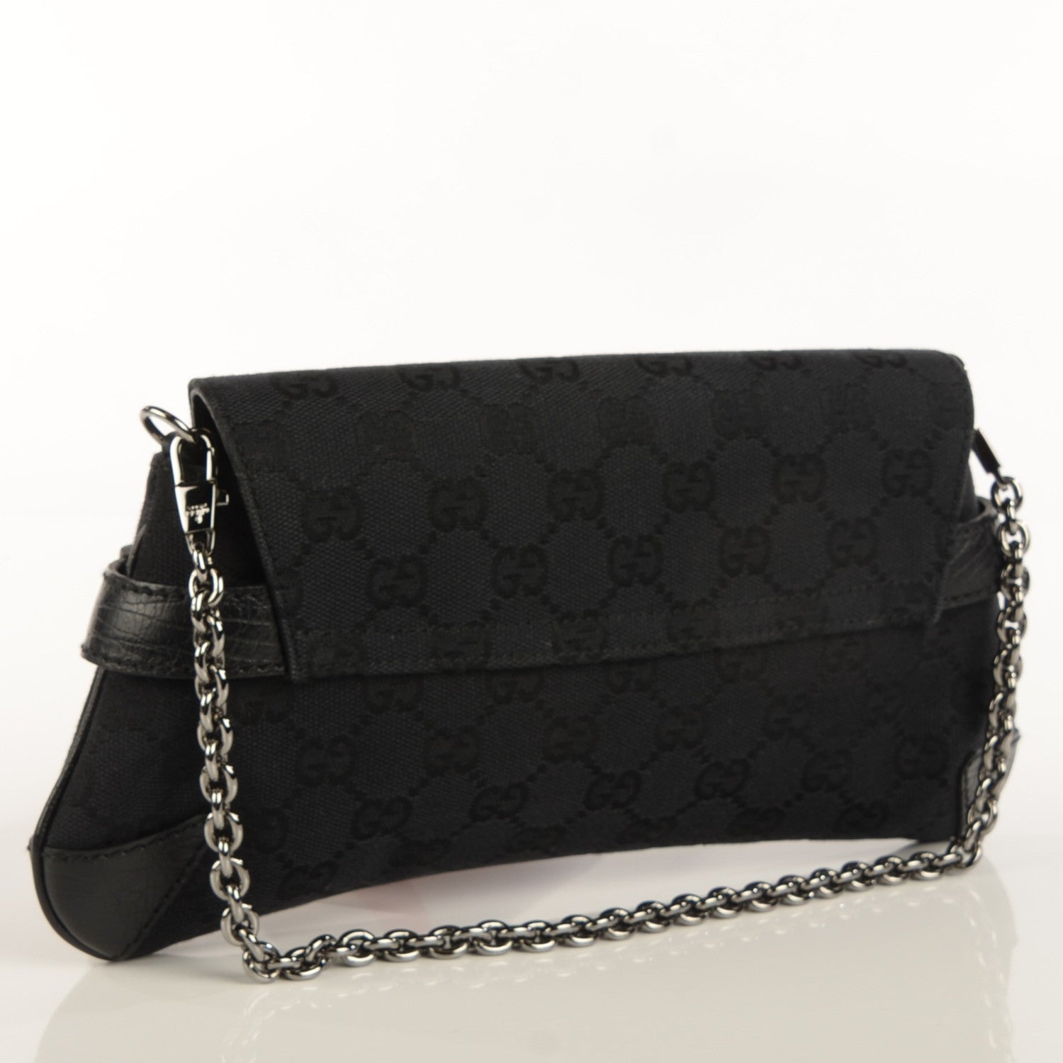 Gucci Monogram Small Horsebit Clutch Black 3 of 7