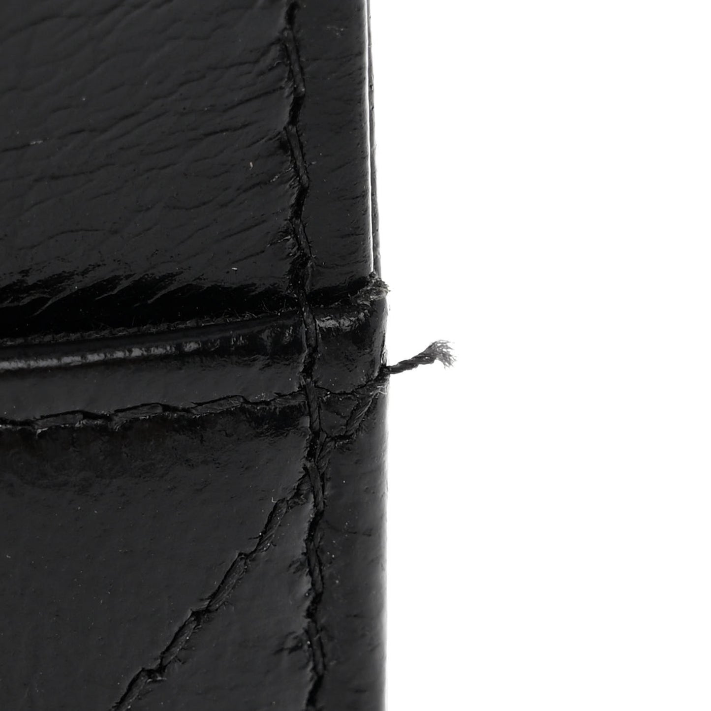 Aged Glazed Calfskin Stitched Golden Class CC Wallet on Chain WOC Black