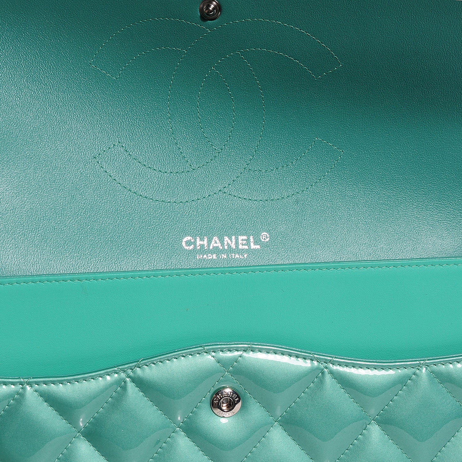 Chanel Patent Jumbo Double Flap Green 8 of 18