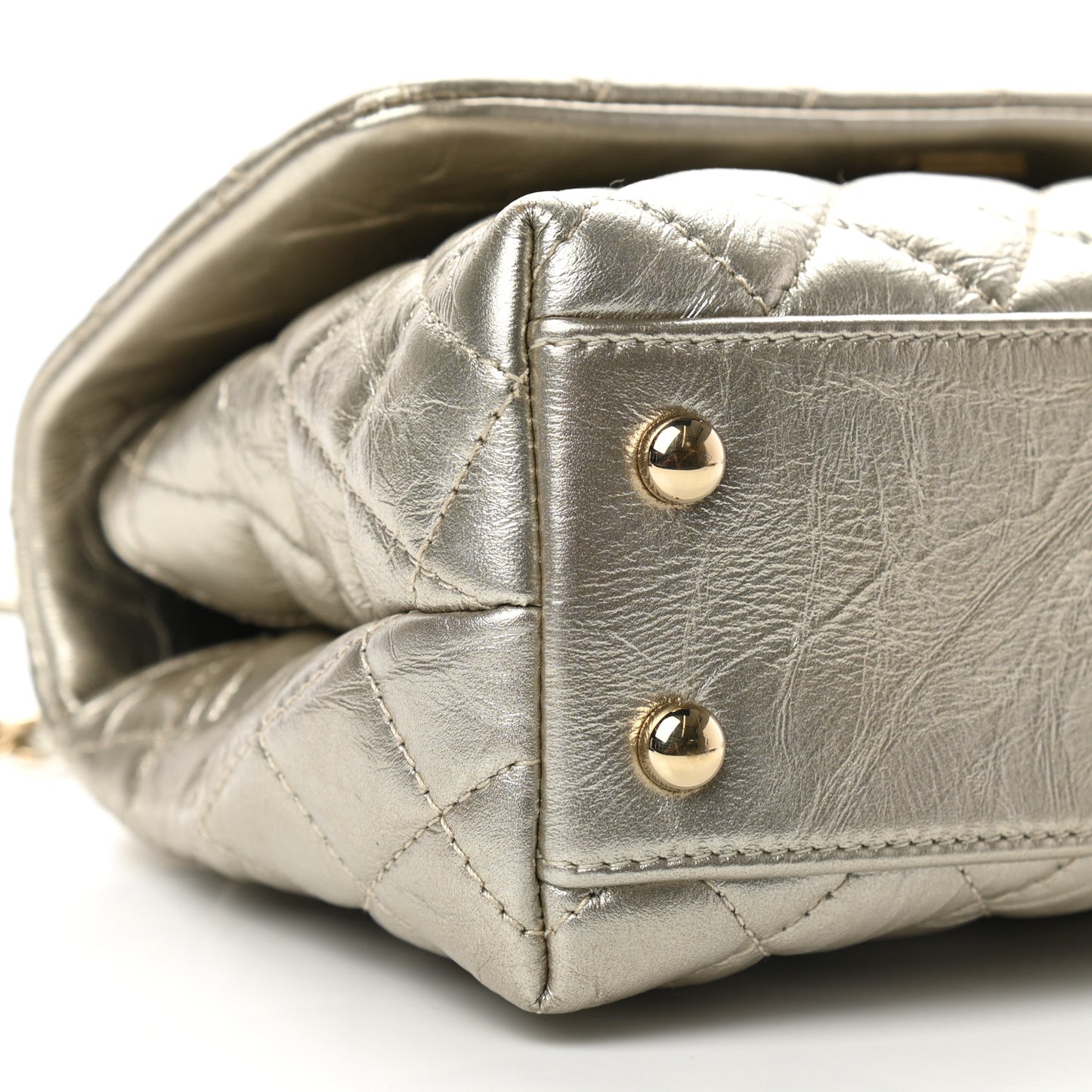 Metallic Aged Calfskin Quilted Mini Coco Handle Flap Gold