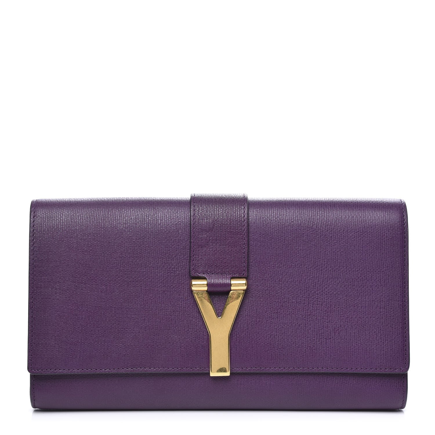 Saint Laurent Textured Calfskin Y Ligne Clutch Purple 1 of 9
