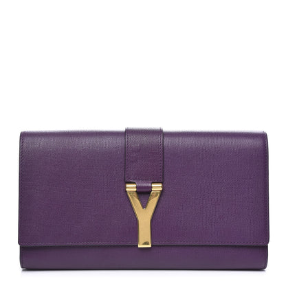 Saint Laurent Textured Calfskin Y Ligne Clutch Purple 1 of 9