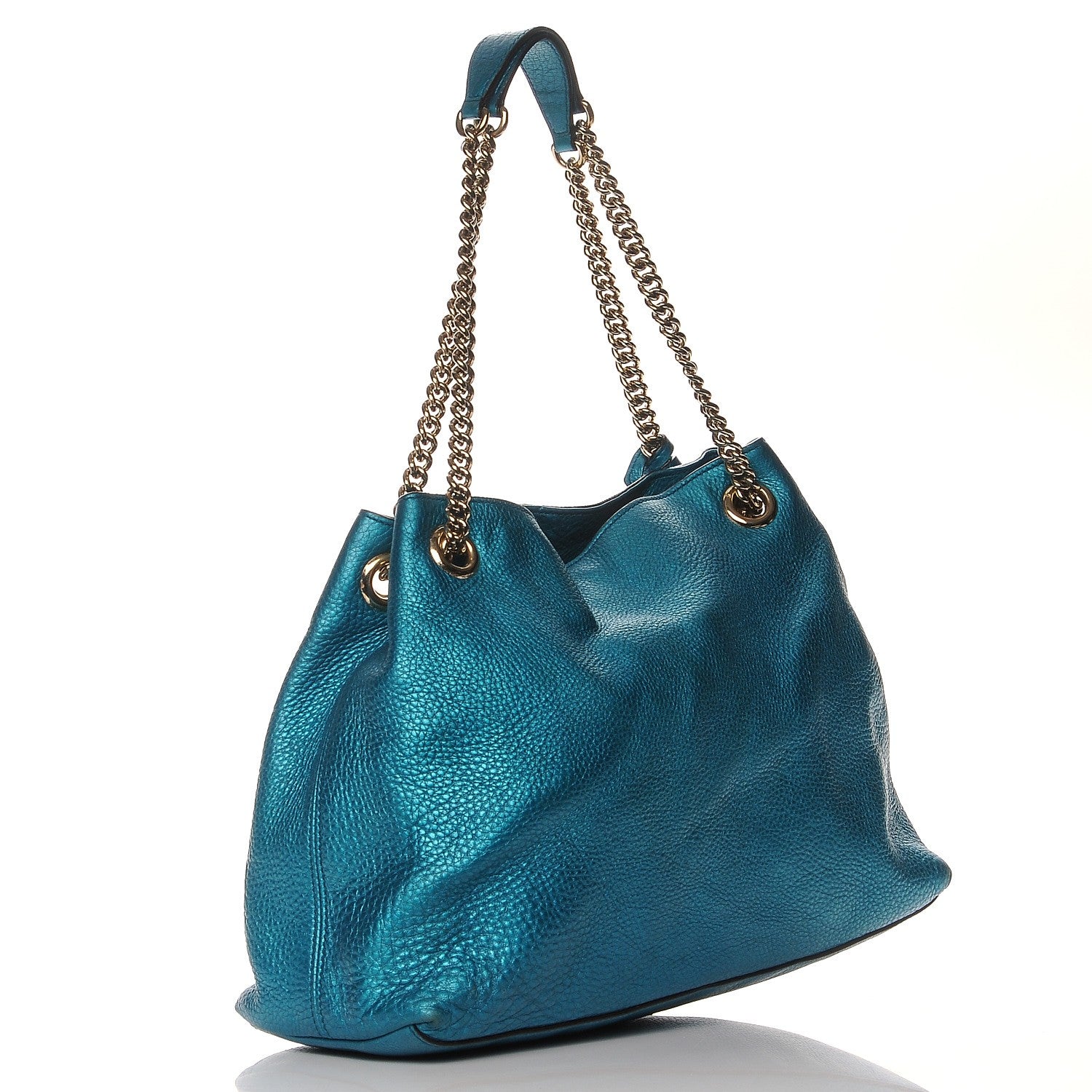 Gucci Metallic Cellarius Calfskin Medium Soho Chain Shoulder Bag Deep Cobalt 3 of 15